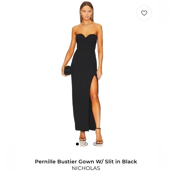 NICHOLAS Dresses & Skirts - NICHOLAS Strapless Pernille Bustier Gown W/ Slit in Black size 8 NWT